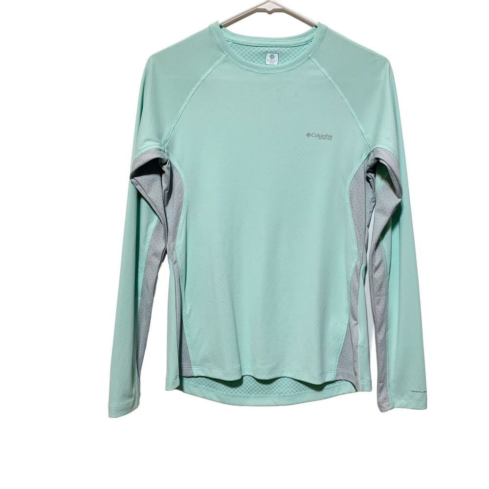COLUMBIA PFG Green Gray Omni-Freeze Sweat Active Cooling Long Sleeve XS